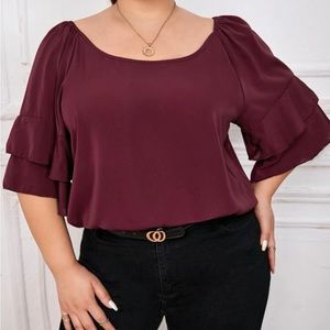SOLD - Burgundy Blouse with Sleeves